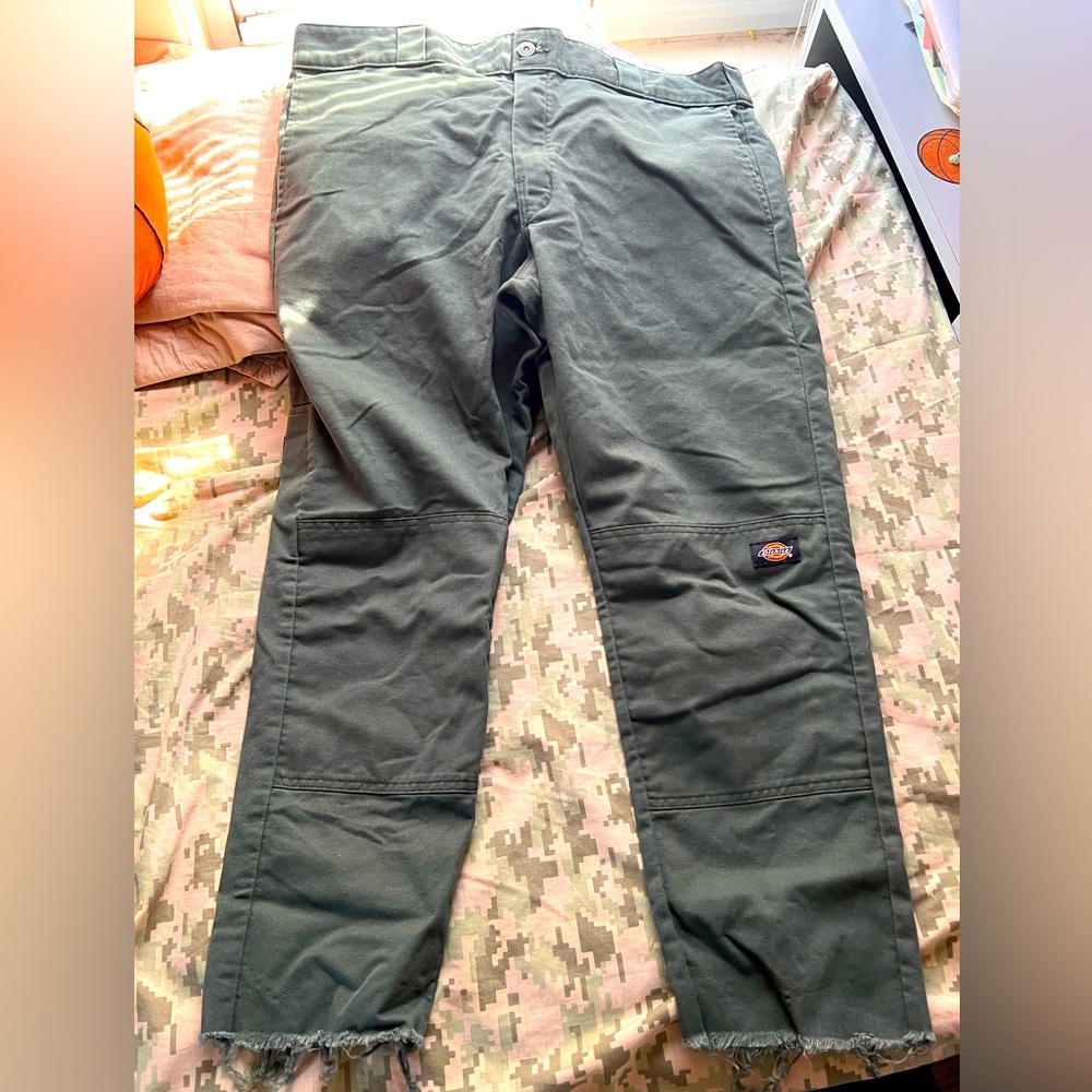 Dickies slim Straight olive pants frayed 38
